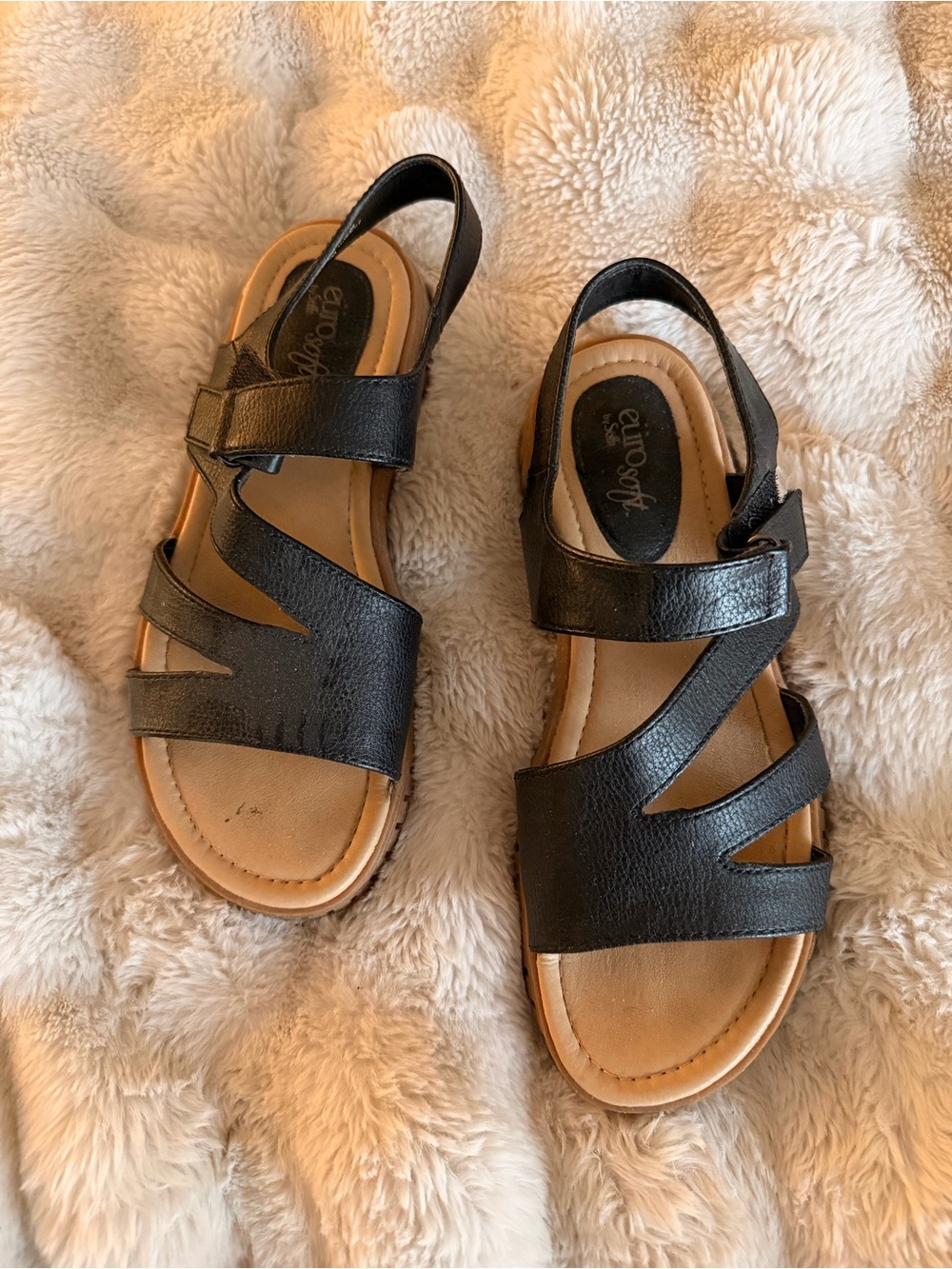 Euro Soft By Soft Black Strappy Comfort Sandals for Women